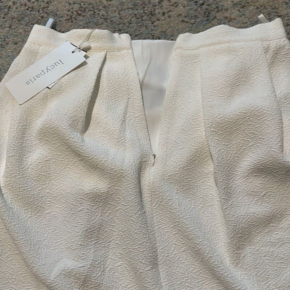 Lucy Paris White Skirt with pleat detail & sheer band at the knee Small - Picture 4 of 7